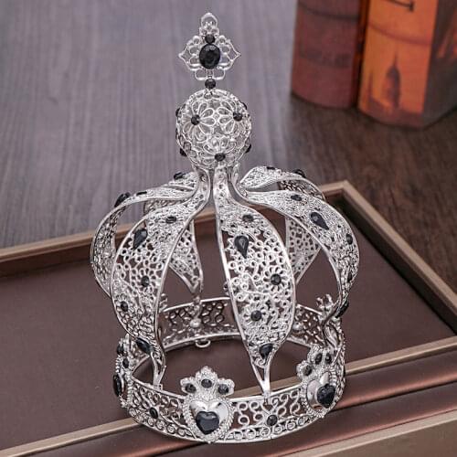 FORSEVEN Gold White Black Queen Princess Themed Tiaras Crown Cake Decoration Bridal Wedding Children Birthday Party Head Wear