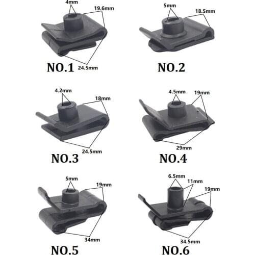 U-Type Fender lining Nut clips For Toyota Mazda JAC fixed clamp plastic fastener nut grommet Clip
