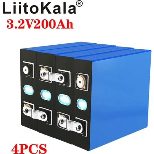 LiitoKala 4pcs 3.2v 200ah lifepo4 battery Lithium iron phosphate battery for 16S 48V battery Yacht solar TAX FREE