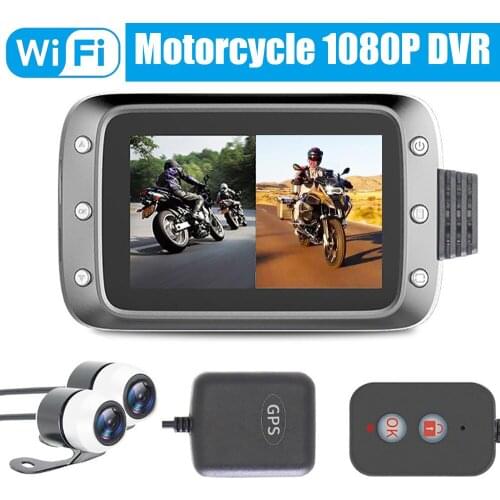 WiFi Motorcycle DVR Dash Cam Full HD Front 1080P Rear 1080/720P View Waterproof Lens Motorbike Camera GPS Logger Recorder Box