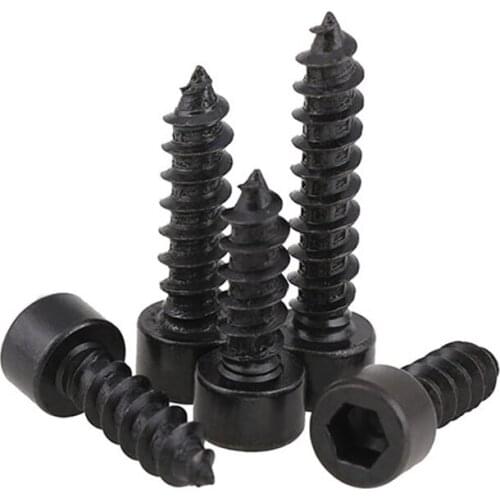 Black Hexagon Socket cheese Head Self Tapping Screws 8.8 High Strength Hex Socket Cup Head Tip Tapping Screws M4M5M6 10PCS