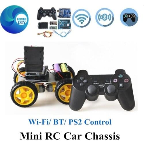 WIFI/ BT/ PS2 Version Mini Metal RC Smart Robot 4WD Car Chassis C101 With 4 TT Motor Wheel/Metal Panel For Arduino Uno R3 Diy