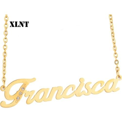 XLNT Francisca Name Necklace Custom Name Necklaces Baby Girl Stainless Steel Bridesmaid Gift Baby Shower Gift For Her