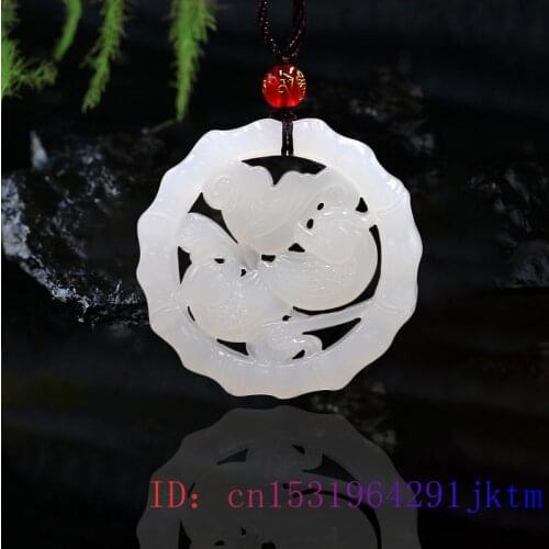 Jade Bird Pendant Jewelry Fashion Charm Double sided Natural White Lovebirds Amulet Jadeite Chinese Gifts Carved Necklace