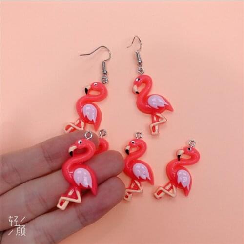 10pcs Flamingo Animal Resin Charms Earring Keychain Necklace Pendant Jewlery Findings Phone Case DIY 31*28mm