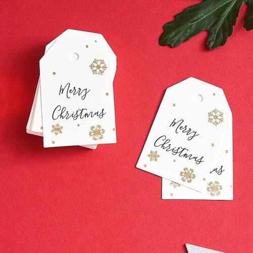 50pcs/lot White Christmas Paper Tags Luggage Wedding Note Paper Labels Packaging Gift Price Hang Tag Merry Christmas Card Rope