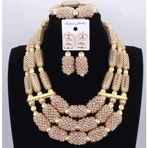 2017 Indian fashion jewelry sets 2017 Nigerian Wedding African Beads for Brides Party Bridal Jewelry Set Free Shipping