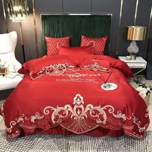 2021 new products 60 pieces of washed silk All cotton embroidery Bed Set luxury bedding1.8~2.0m king size 4-piece set