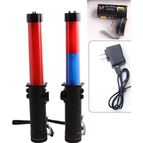 29CM Multi-function Outdoor LED Traffic Baton Warning light Whistle Magnet Hook Buzzer Fluorescent Guide Rod