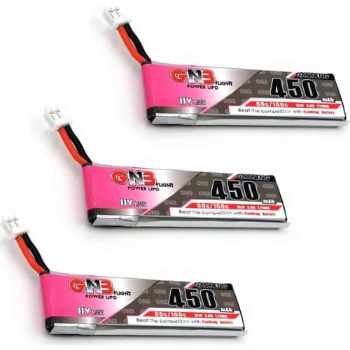3PCS Gaoneng 1S 450mah 3.8V 80C HV Lipo battery PH2.0 Plug for M80S TINY6 Tiny7 Beta75S for Emax Tinyhawk Snapper7 RC Drone