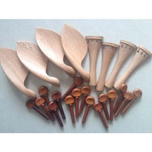 4 sets Violin fittings parasol tree wood tailpiece , chin rest , jujube pegs ,violin parts