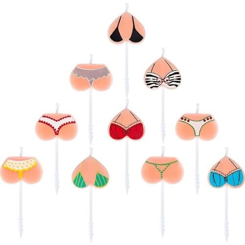 5pcs/set Funny Bikini Suit Cake Toppers Inserted Candles Top And Bottom Smokeless Candle Cake Decoration For Birthday Party