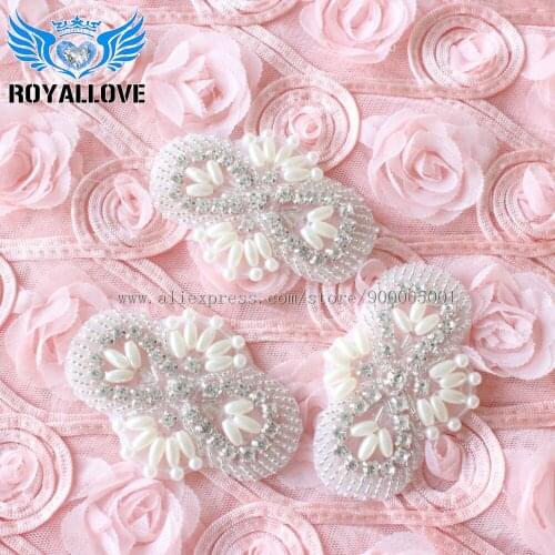 50 Pcs)Small Cute rhinestone applique wedding dress decorations hot fix rhinestones pearls beaded applique Sew Iron on craft