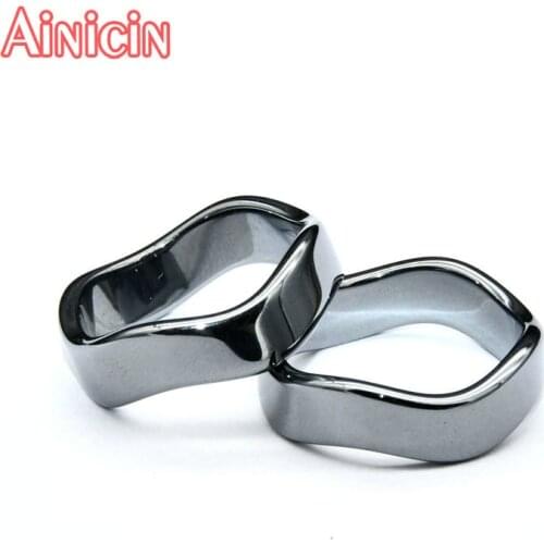 6mm Wide Ware Shape Natural Black Hematite Rings For Men and Women Fashion Health Energy Jewelry