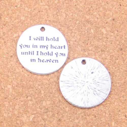 6pcs Charms I will hold you in my heart 29mm Antique Pendants,Vintage Tibetan Silver Jewelry,DIY for bracelet necklace