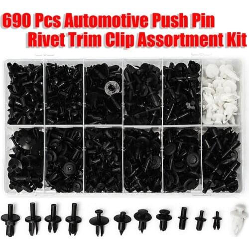 JX-LCLYL 690Pcs Plastic Car Push Pin Rivet Trim Fasteners Clips Panel Moulding Kit