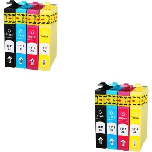 8pcs T1811 T1812 T1813 T1814 For Epson Ink Cartridges 1811 Expression Home XP-312 XP-315 XP-102 XP-202 XP-205 XP-301
