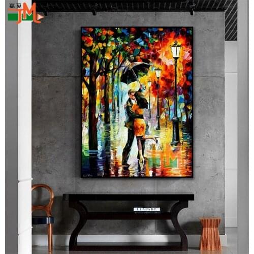 Full Square/Round Drill 5D DIY Diamond Painting "Forest Street Rainy Couple" Embroidery Cross Stitch Abstract Landscape Decor