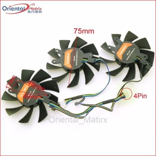 Free Shipping 3pcs/Lot 12V VGA Fan For iGame GTX 1060 GTX 1070 VuLcan U Graphics Card Cooling Fan 4Wire 4Pin