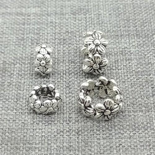 10 Pieces 925 Sterling Silver Flower Blossom Floral Spacer Beads for Bracelet
