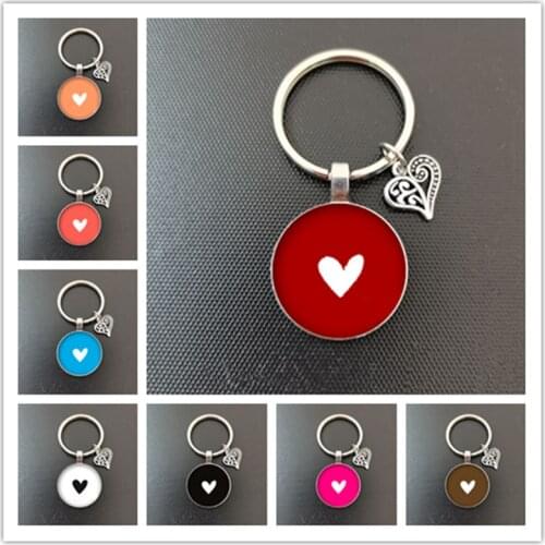 Color round glass cabochon love pattern dome flat back base tray DIY keychain decoration accessories