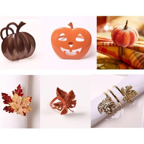 Halloween Decorative Pumpkin Shaped Napkin Rings Festival Props Hand Napkin Buckles Party Desktop Decoration