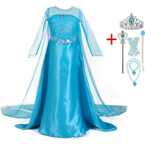 Girls Costumes Elsa Dress Halloween Party Cosplay Princess Clothes For Kids Snow Queen Children Fancy Dress Up Role Playing