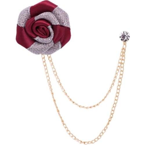 Women Men Fabric Flower Lapel Pins Collar Chains Formal Suits Banquet Brooch Corsage Party Wedding Accessories Boutonniere