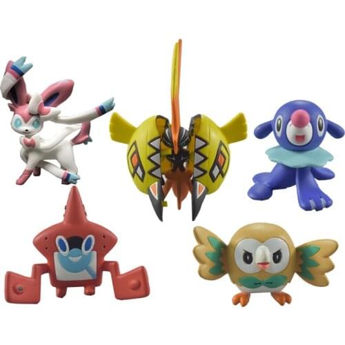 Pokemon Sylveon Tapu Koko Vulpix Rowlet Litten Rotom Pikachu Anime Action Toy Figures Collection Toys Birthday Christmas Present