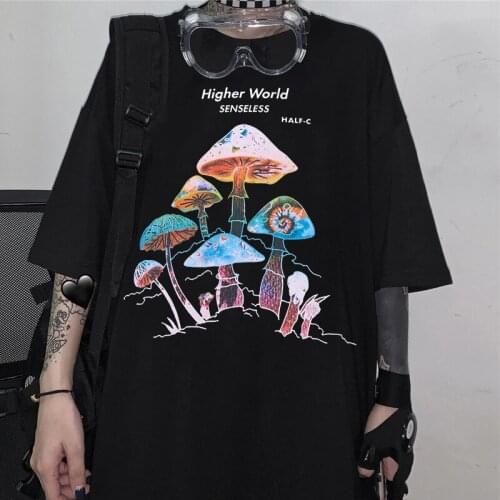 European And American Gothic Color Mushroom Short Sleeve T-shirt Women Comfortable Loose Half Sleeve Top Oversized T-shirt S-3XL