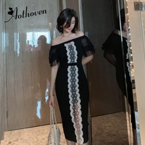 Summer High-end Women Dresses Slash Neck Off the Shoulder Lace Dress Elegant Bandage Sexy Party Dress Elegant Vestidos Ladies