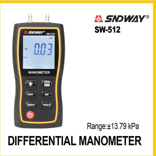 SNDWAY Manometer Air Pressure gauge High Precision Handheld Digital differential natural gas pressure meter measurement SW-512
