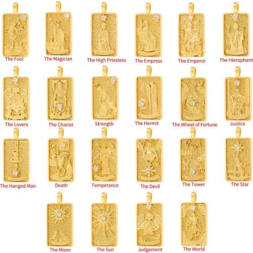 Copper CZ Tarot Cards Esotericism Luck Amulet The Major Arcana Diy Pendant Charms for Jewelry Making The Major Necklace Designe