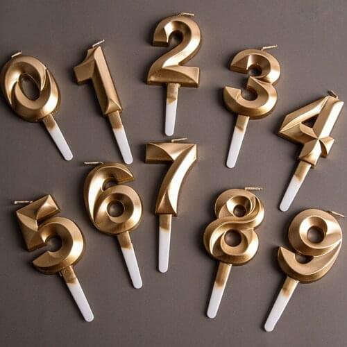 1Pcs Metallic 0-9 Digital Cake Candles Wedding Birthday Party Ornament Cake Topper Decoration For Anniversary DIY Accessories