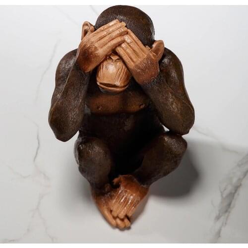 MGT Animals Orangutan Decoration Retro Three Wise Monkeys Statue Gorilla Arts Sculpture Resin Crafts Nordic Home Decoration