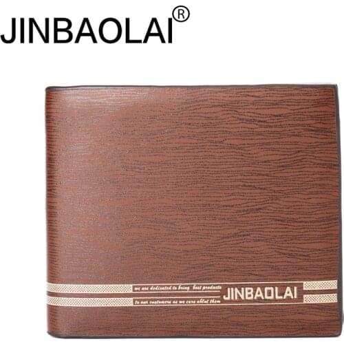 JINBAOLAI Simple Men Wallets Leather Genuine Card Holder Wallet Solid Short Male Purse Business Brand Wallets for Mens Carteira