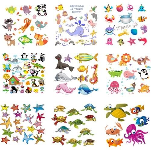 Iron-on Transfers for Clothing Ironing Patches Stickers Diy Cartoon Animal Patch Flex Fusible Transfer Vinyl Adhesive Stripe F