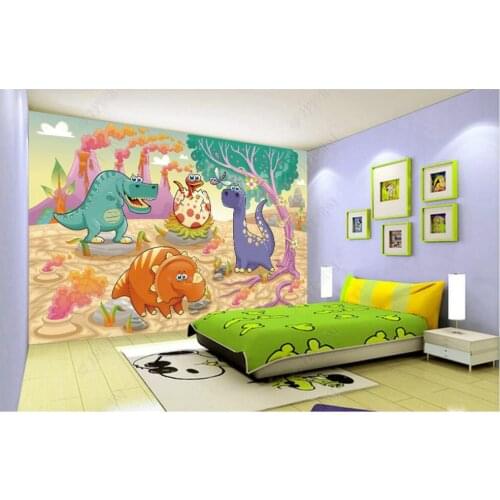 Custom photo mural 3d wallpaper HD cartoon dinosaur through the childrens room 3d wall murals wallpaper for walls 3 d