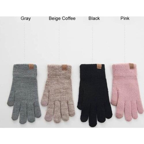 Womens winter Elegant Knit Embroidery Touch Screen Gloves lovely flamingo Embroidery Dotted warm Cycling Mitten Gloves E37