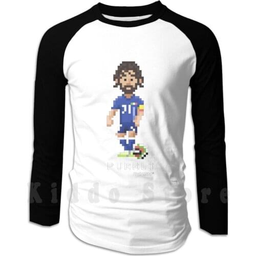 Pirlo 'purrlo' Retro-Inspired Football 8-Bit Player Figure Hoodies Long Sleeve Retro 8 Bit Games Football