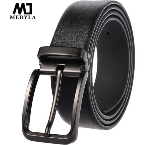 MEDYLA Famous Men Belt Jeans Genuine Leather Pin Buckle Cowboy Belts For Male Vintage Brand Cowhide Belt Waistband LY4018