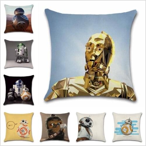 Robot Cartoon Baby Printed cushion cover Polyester Linen Pillow case sofa Chair Decoration for home kids boy room friend gift