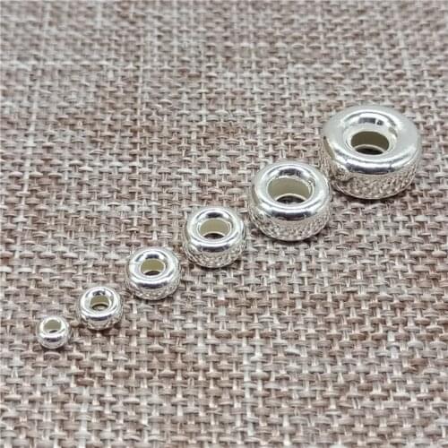 925 Sterling Silver Plain Shiny Donut Tire Beads Spacers for Bracelet Necklace 3mm 4mm 5mm 6mm 8mm 10mm