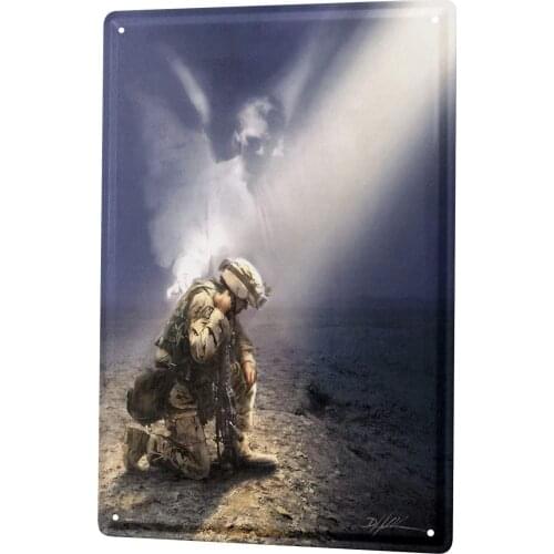 Soldier Angel Assistance Poster Funny Sign Tin Art Wall Decor Vintage Aluminum Retro Metal Tin Sign Painting Signs 20x30cm