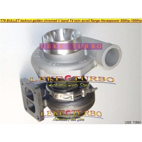 Wholesale T78 Turbocharger Turbo charger BULLET locknut golden chromed V band T4 twin scroll flange For Racing car 500-1000HP