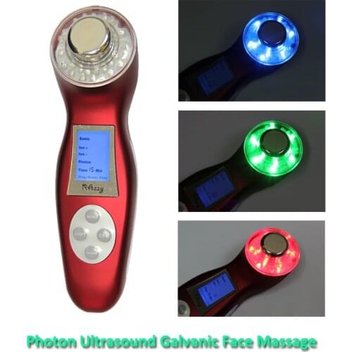 3MHZ 3 Colors Ultrasonic Facial Massage Galvanic Ionic LED Photon Skin Care Face Cleaner Ultrasound Body Beauty Anti Wrinkle