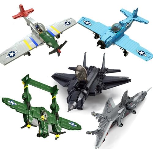 Military Plane Airplane Soviet Army US Armor ww2 Fighter Jets Kits model Building Blocks bricks World War 1 2 I II Germany J-20