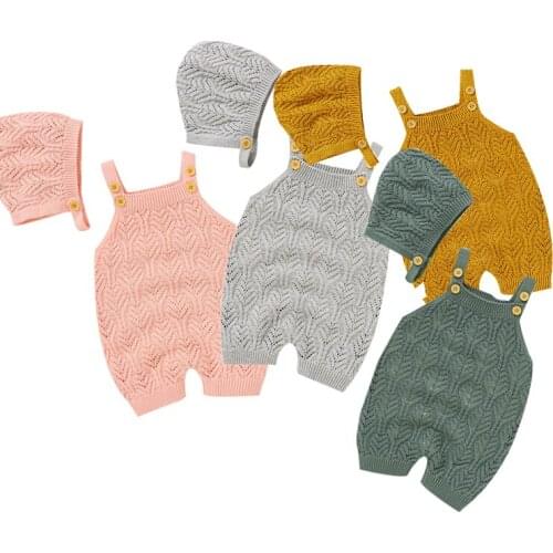 Toddler Baby Girl Boys Knitting Romper+Hat Korean Style Spring Autumn Newborn Boys Girls Knitting Sleeveless Jumpsuit Overall