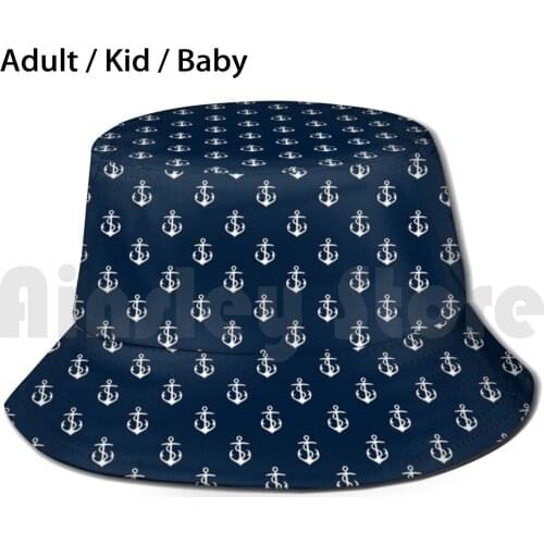 Anchor Navy Blue With White Anchor Sun Hat Anchor Navy Blue White Anchor