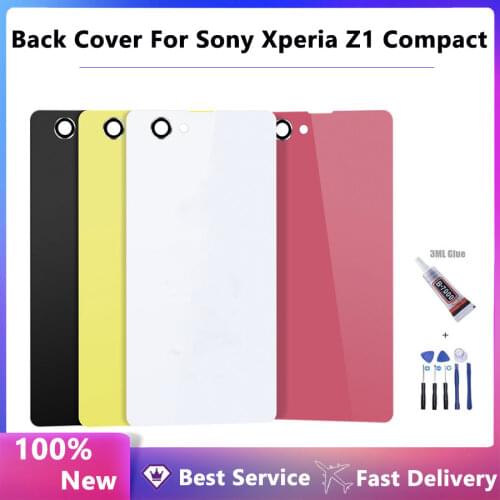 Back battery Cover Glass For Sony Xperia Z1 Compact z1 Mini D5503 M51W Glass Rear housing panel replacement part for Sony z1mini
